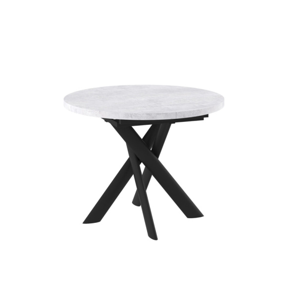 Стол RONALDO-100, круглый раздвижной 100(135), СЕРЫЙ СЛАНЕЦ/ЧЕРНЫЙ